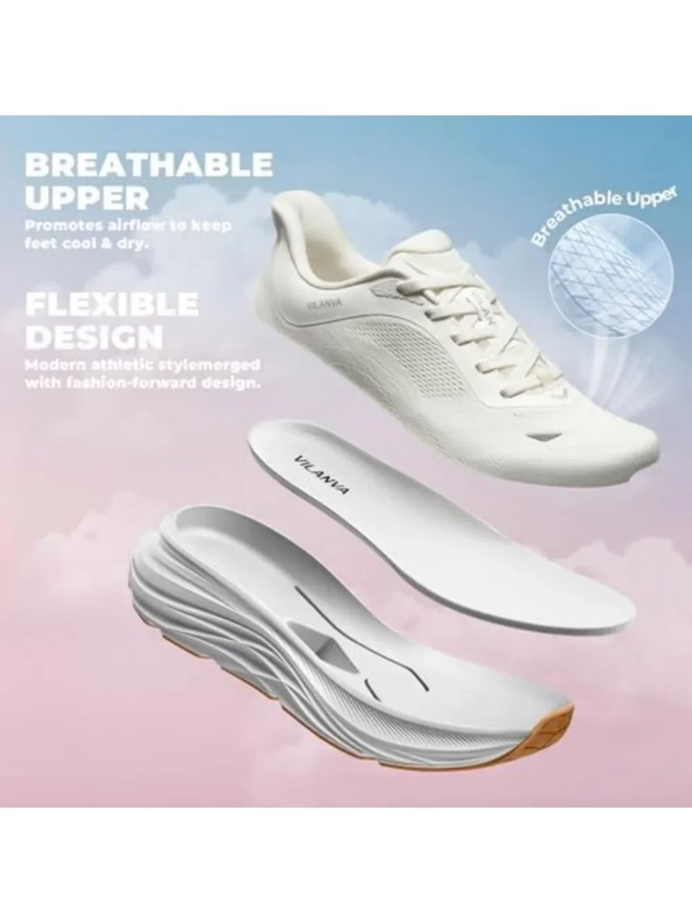 Comfortable Women's Walking Shoes - Cushioned Non-Slip Athletic Sneakers for Gym
